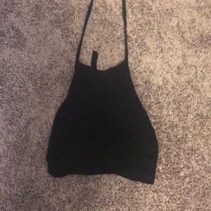 Black ruched halter top